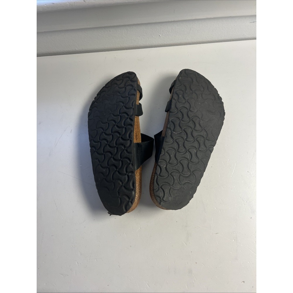Birkenstock Women's 39 Mayari Slip on Dark Brown Leather Slide Sandals Toe Loop - Picture 3 of 8